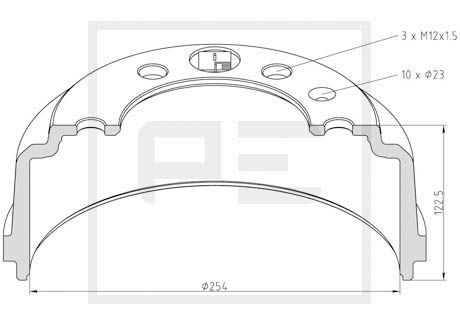 PE AUTOMOTIVE Тормозной барабан 236.002-00A